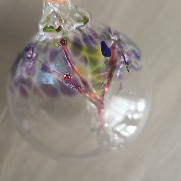KITRAS ART GLASS Tree Of Life Enchantment 4" Large Orb Ornament Hand Blown Glass - Picture 8 of 9